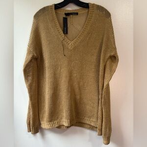 360 Sweater Women’s Italian Yarn V-neck Open Knit Sweater Sz S